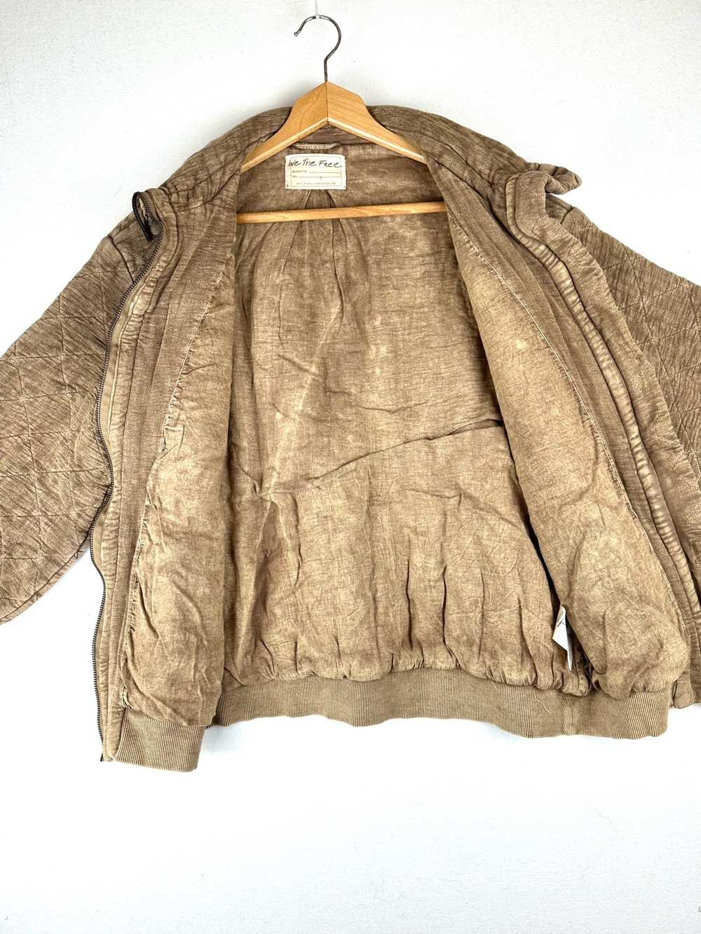 We the Free Luna Cozy Bomber Jacket Distressed Brown - Picture 9 of 16